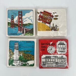 Vintage San Francisco Paper Cocktail Napkins New Sealed Lot of 4 MCM California